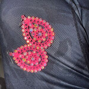 Hot pink bling earrings